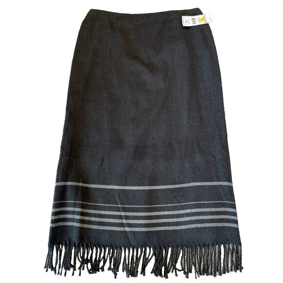 Nine & Co Dresses & Skirts - Nine & Company Women's Wool Blend Midi Skirt Size 14 Gray Fringe Hem Lined VTG